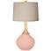 Rose Pink Natural Linen Drum Shade Wexler Table Lamp