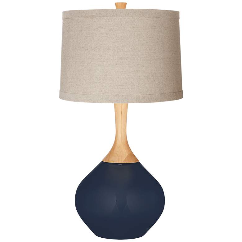 Image 1 Naval Natural Linen Drum Shade Wexler Table Lamp