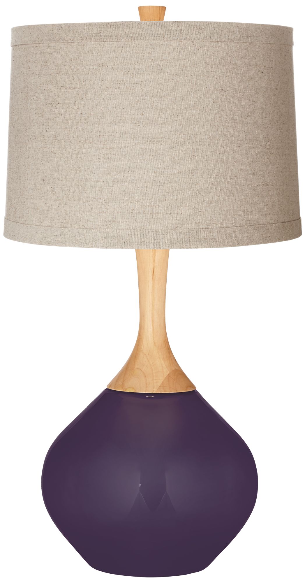 Quixotic Plum Natural Linen Drum Shade Wexler Table Lamp