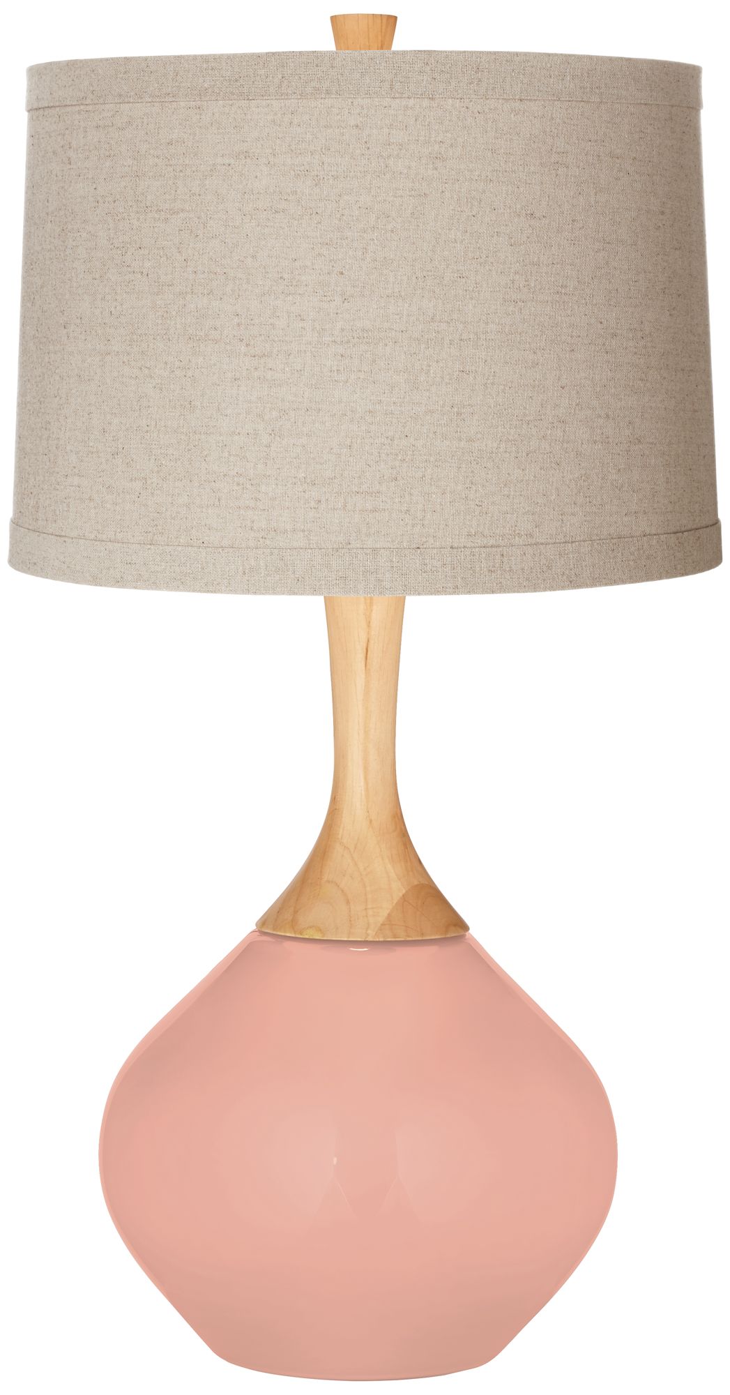 Mellow Coral Natural Linen Drum Shade Wexler Table Lamp