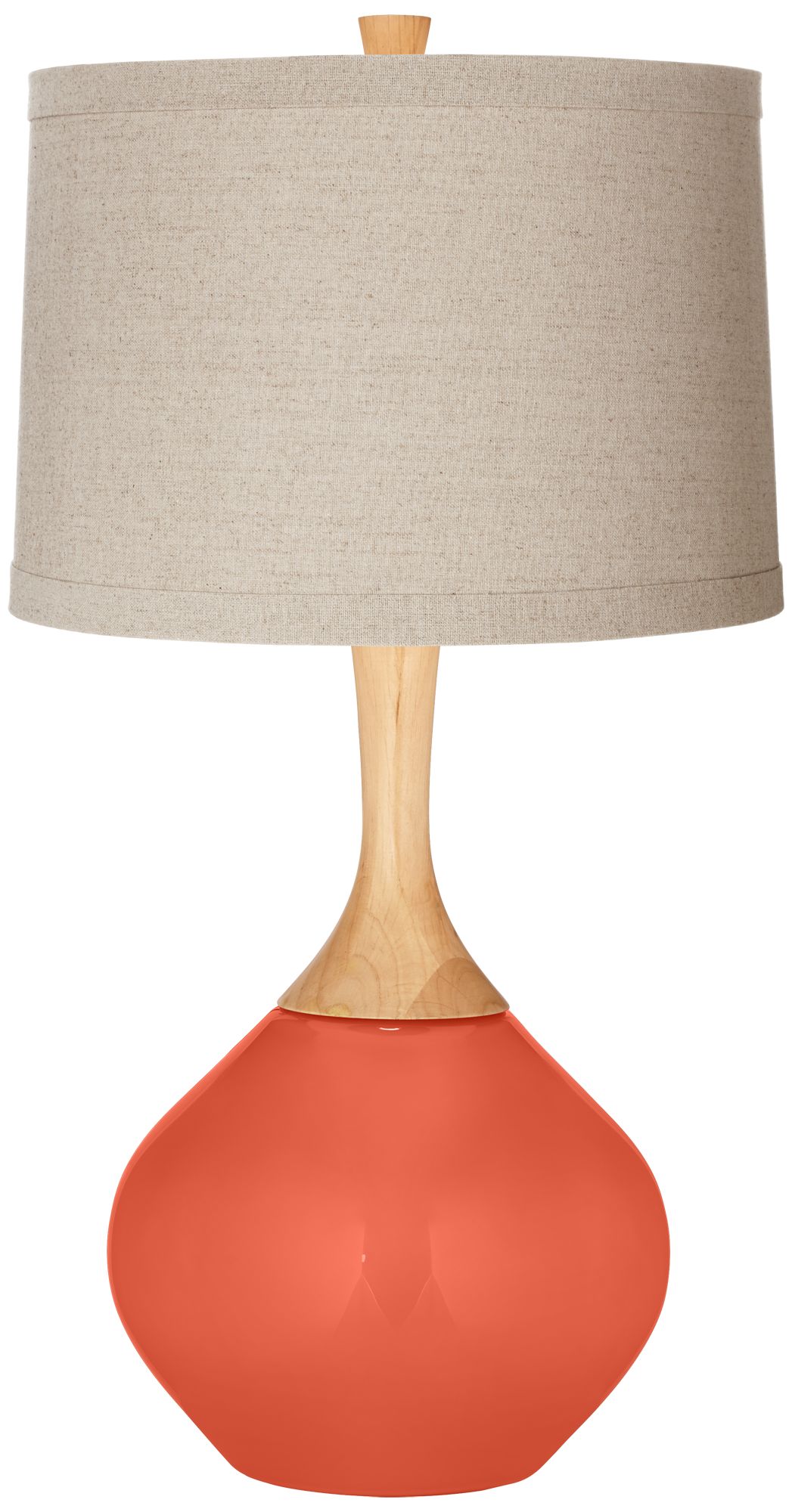 Daring Orange Natural Linen Drum Shade Wexler Table Lamp 53F33