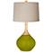 Olive Green Natural Linen Drum Shade Wexler Table Lamp