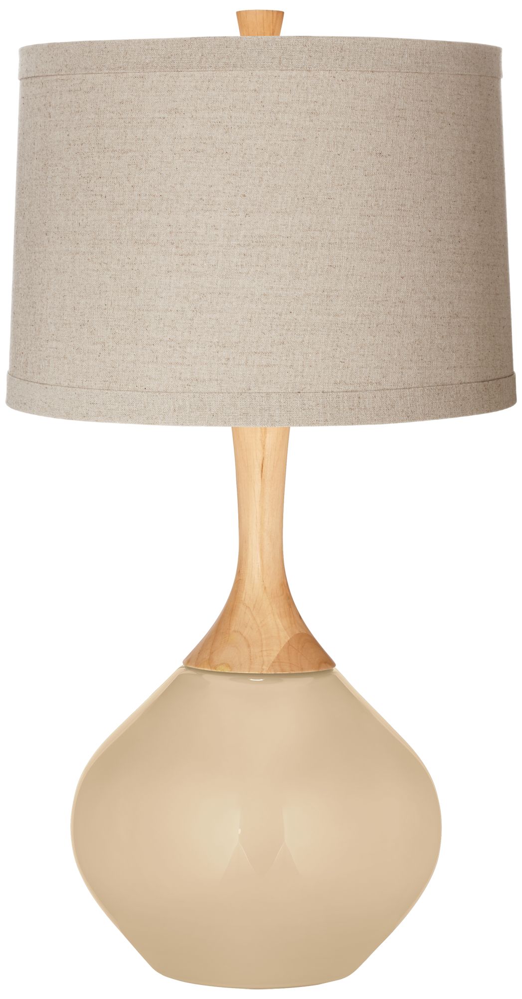 Colonial Tan Natural Linen Drum Shade Wexler Table Lamp