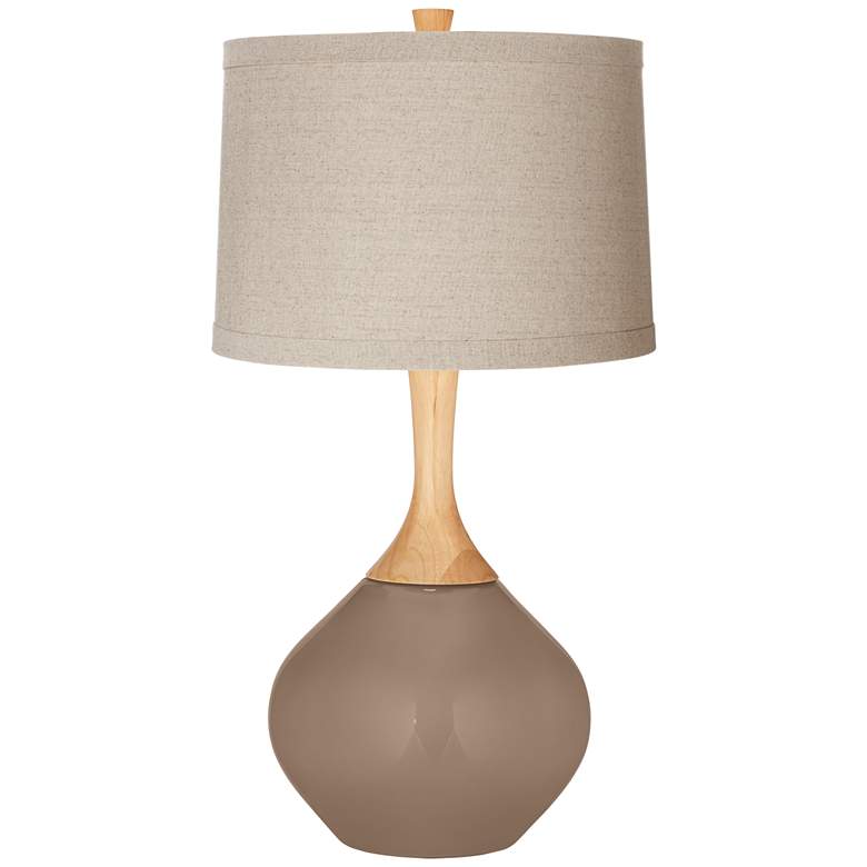 Image 1 Mocha Natural Linen Drum Shade Wexler Table Lamp