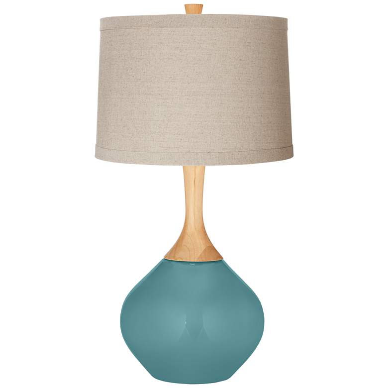 Image 1 Reflecting Pool Natural Linen Drum Shade Wexler Table Lamp