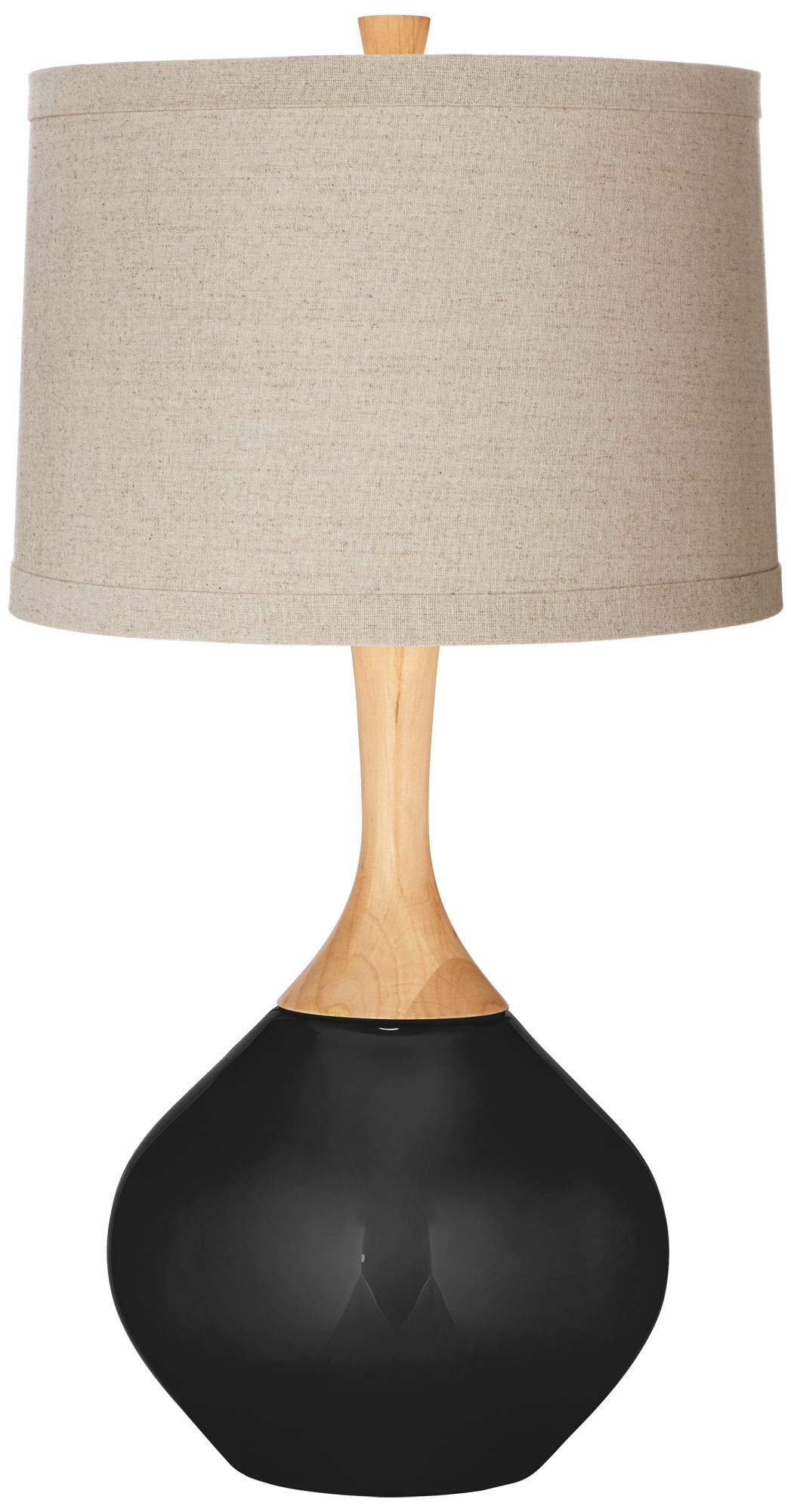 Tricorn Black Natural Linen Drum Shade Wexler Table Lamp