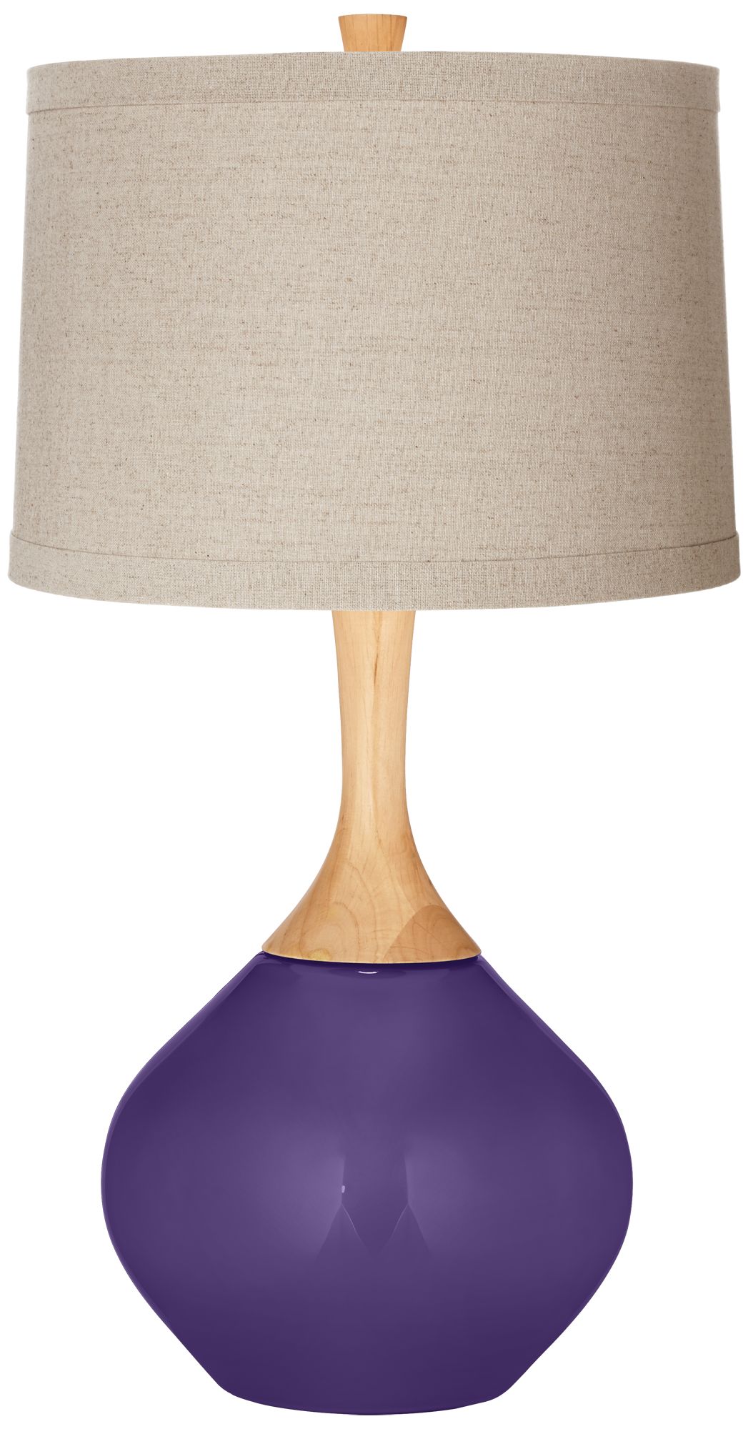 Izmir Purple Natural Linen Drum Shade Wexler Table Lamp