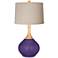 Izmir Purple Natural Linen Drum Shade Wexler Table Lamp