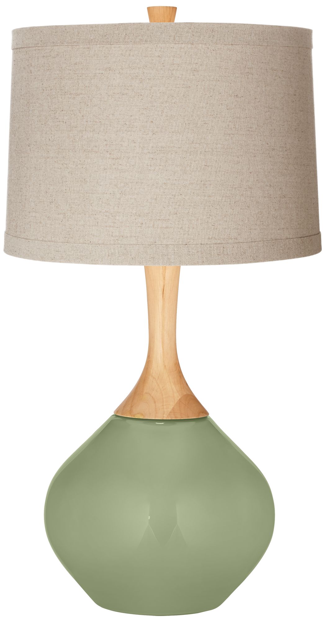 Majolica Green Natural Linen Drum Shade Wexler Table Lamp 53F67 Lamps Plus