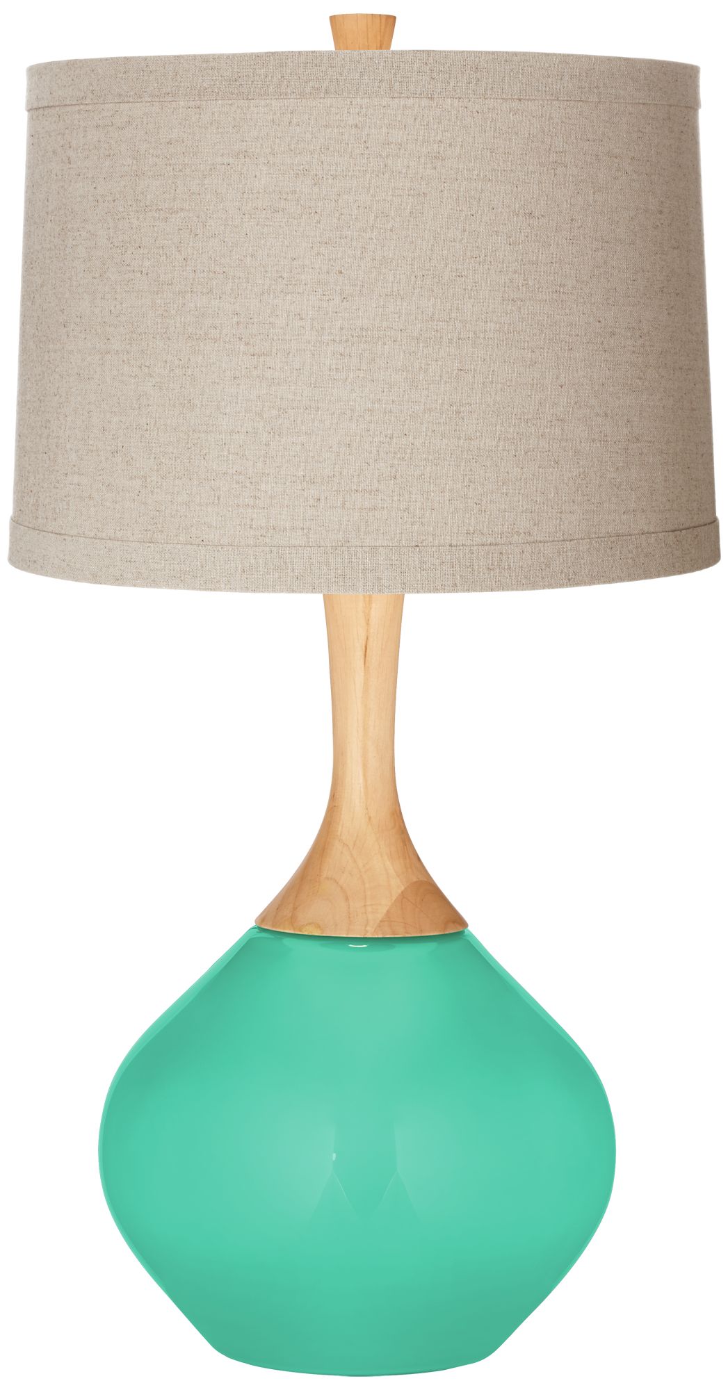 Turquoise Natural Linen Drum Shade Wexler Table Lamp