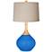 Royal Blue Natural Linen Drum Shade Wexler Table Lamp