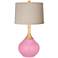 Candy Pink Natural Linen Drum Shade Wexler Table Lamp