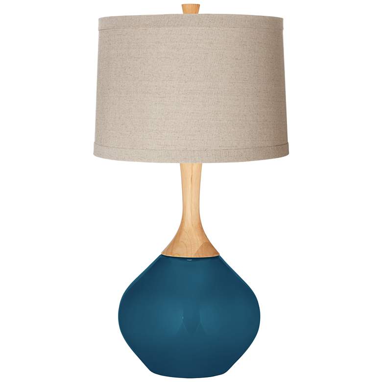 Oceanside Natural Linen Drum Shade Wexler Table Lamp