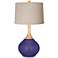 Valiant Violet Natural Linen Drum Shade Wexler Table Lamp
