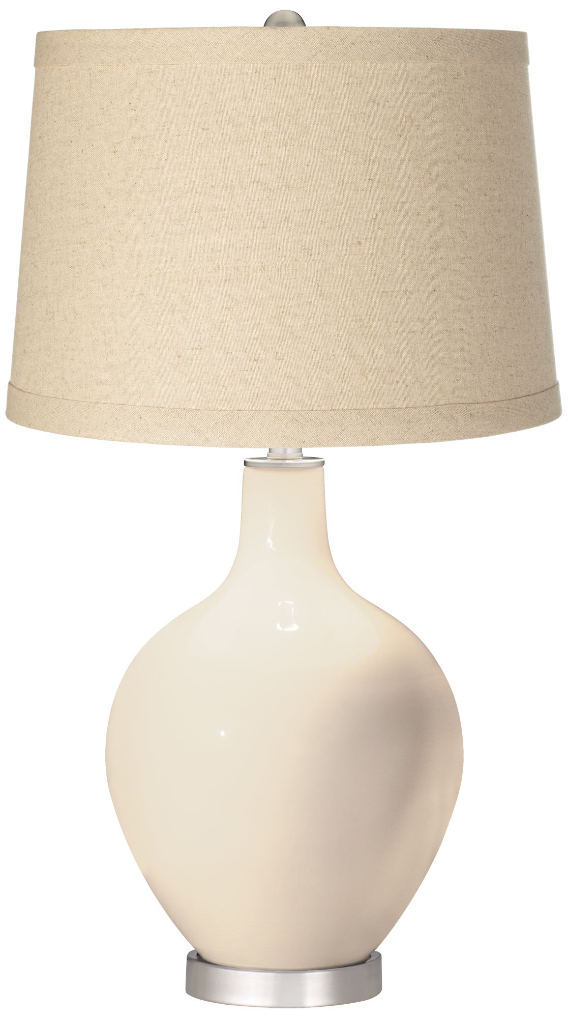 Steamed Milk Burlap Drum Shade Ovo Table Lamp