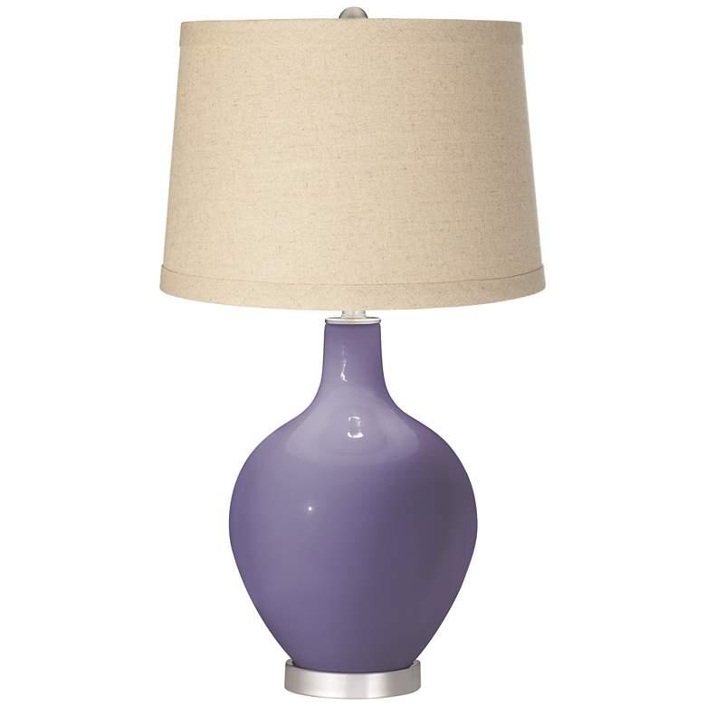 Image 1 Purple Haze Burlap Drum Shade Ovo Table Lamp