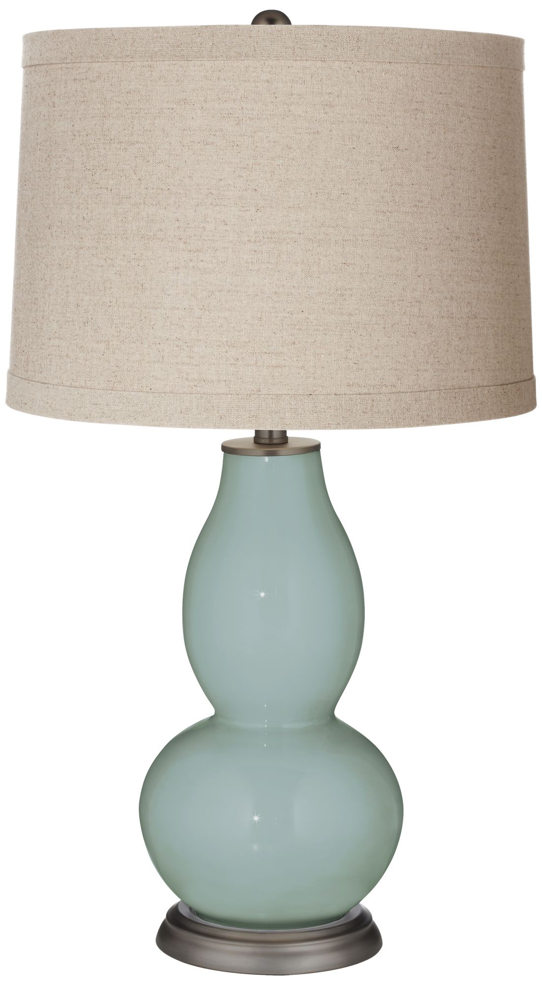 Aqua-Sphere Linen Drum Shade Double Gourd Table Lamp