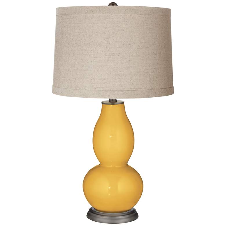 Goldenrod Linen Drum Shade Double Gourd Table Lamp