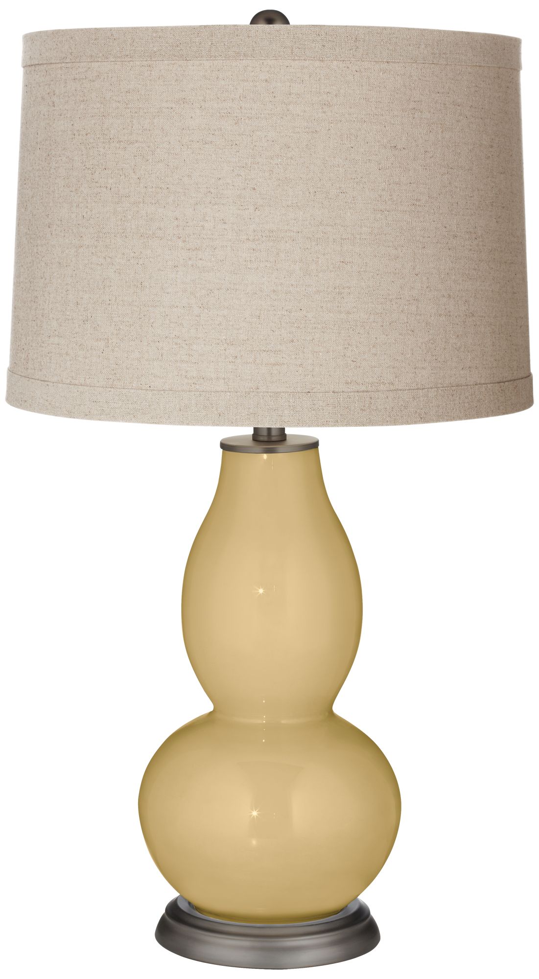 Humble Gold Linen Drum Shade Double Gourd Table Lamp