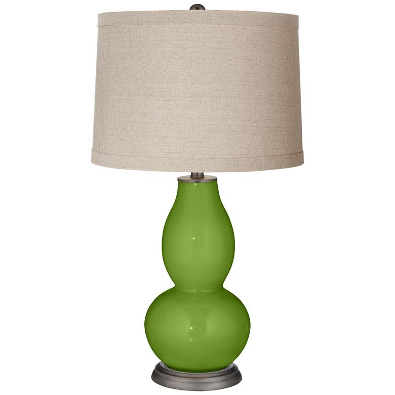 Image 1 Gecko Linen Drum Shade Double Gourd Table Lamp