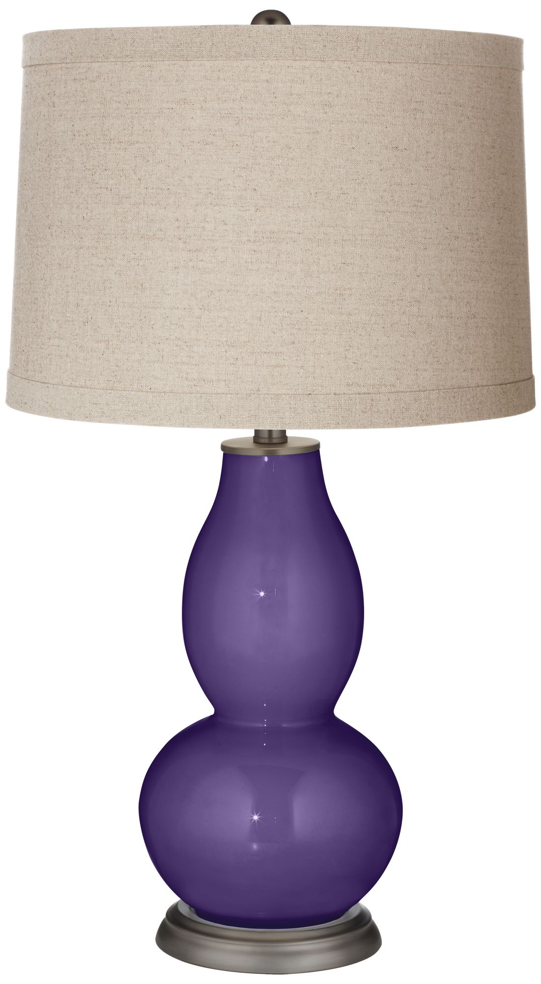 Izmir Purple Linen Drum Shade Double Gourd Table Lamp