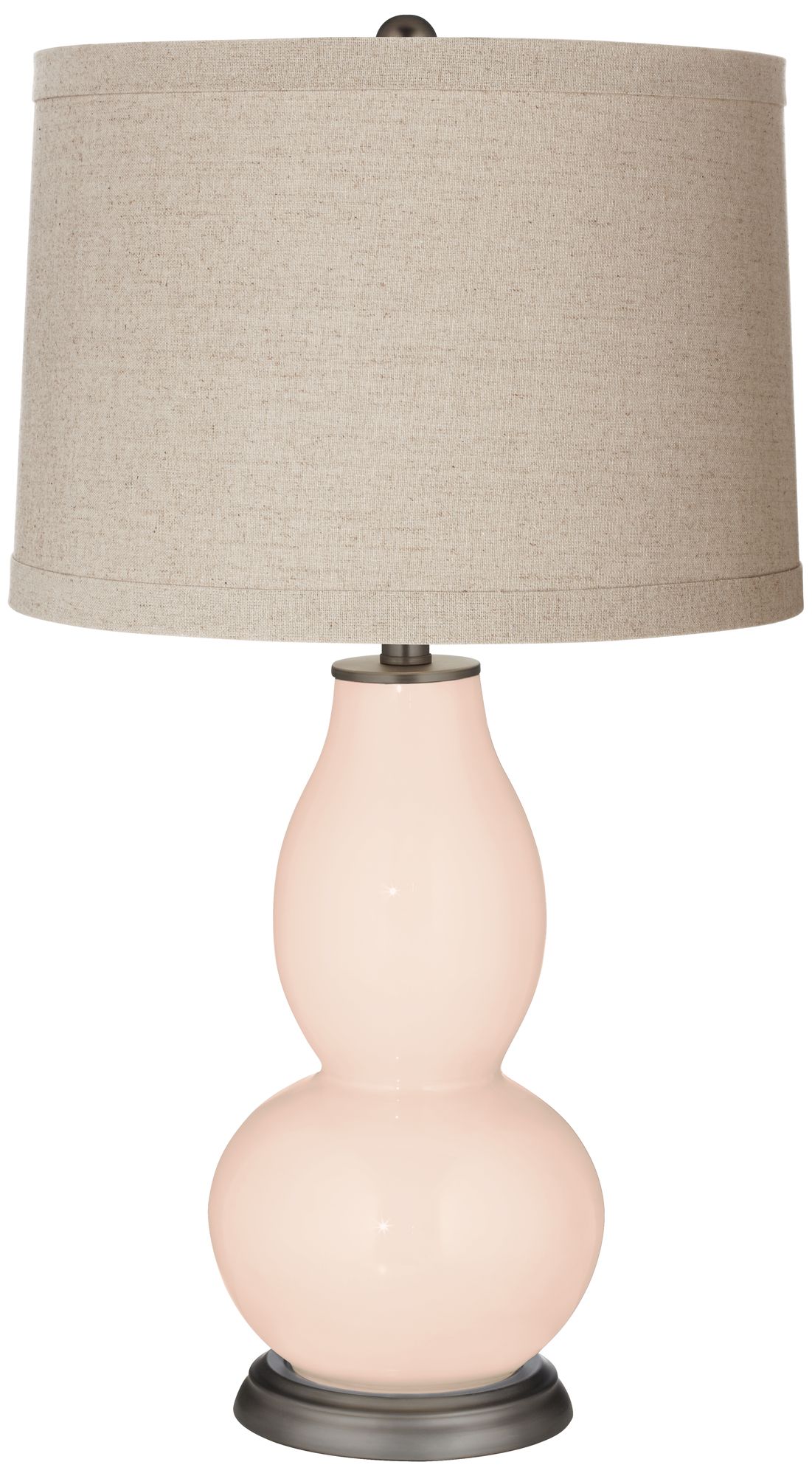 Linen Pink Drum Shade Double Gourd Table Lamp