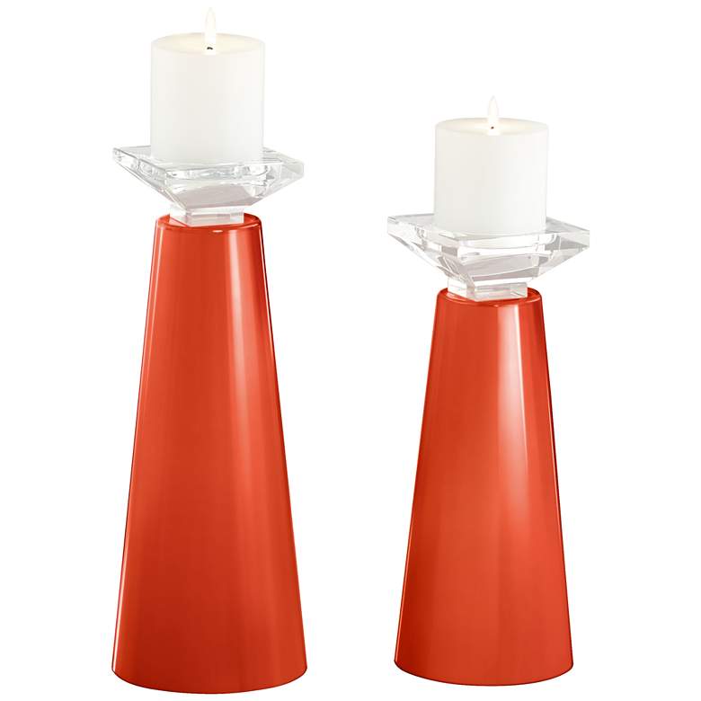 Meghan Daredevil Glass Pillar Candle Holders Set of 2