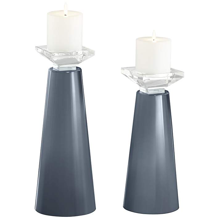 Plus Meghan Granite Peak Glass Pillar Candle Holder Set of 2 Color