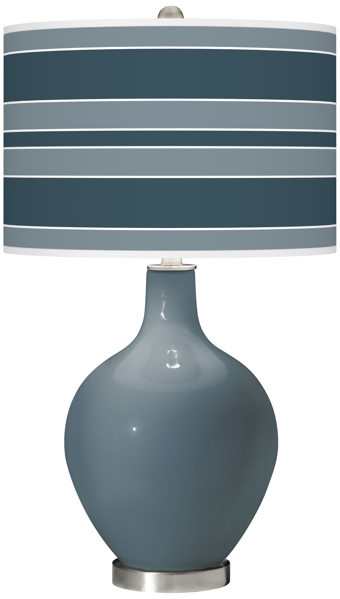 Smoky Blue Bold Stripe Ovo Glass Table Lamp