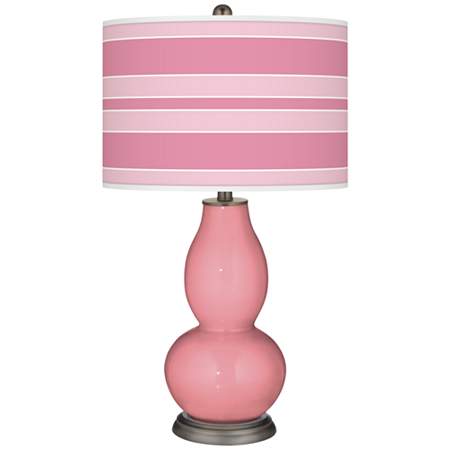 Haute Pink Bold Stripe Double Gourd Table Lamp