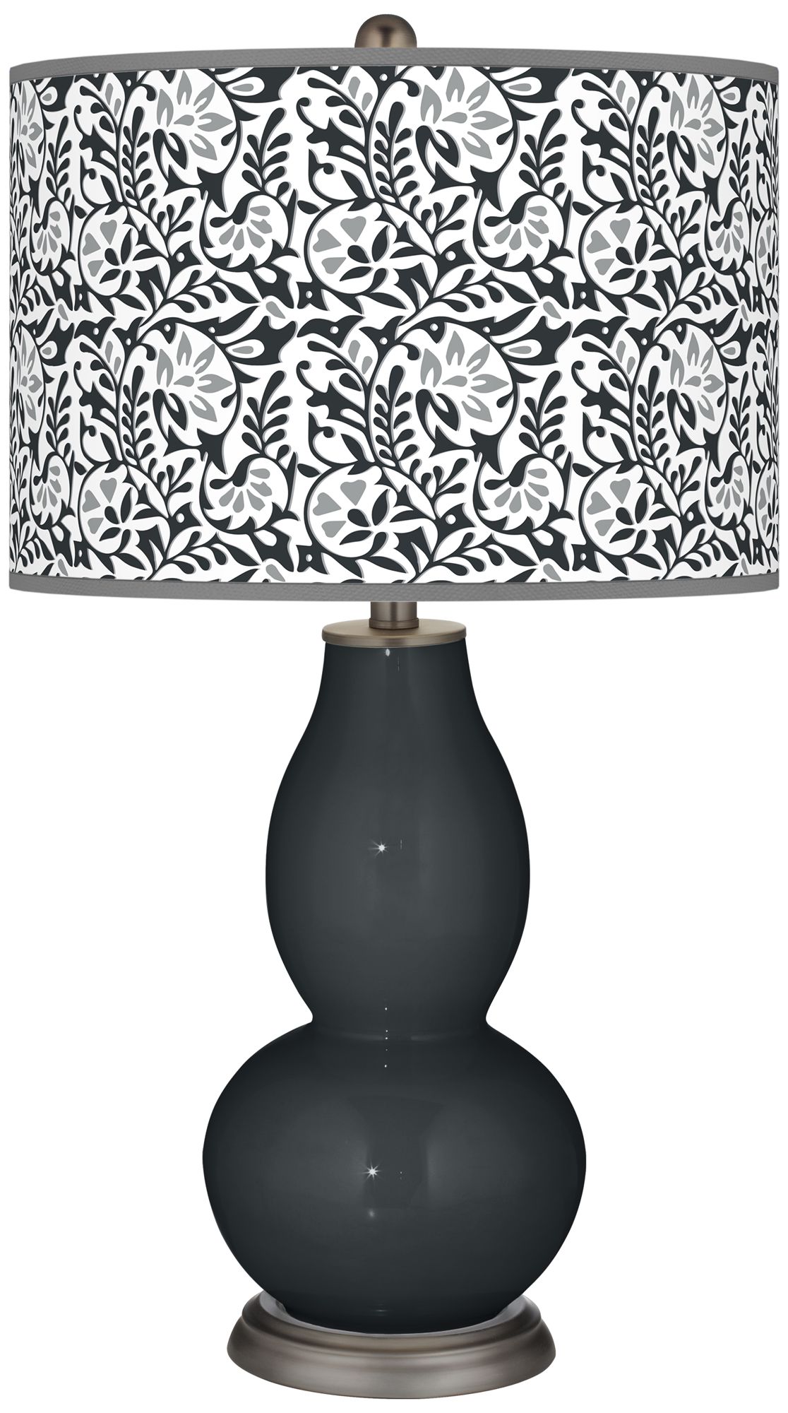Black of Night Gardenia Double Gourd Table Lamp