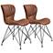 Zuo Gabby Vintage Brown Faux Leather Dining Chairs Set of 2