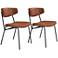 Zuo Ellen Vintage Brown Faux Leather Dining Chairs Set of 2