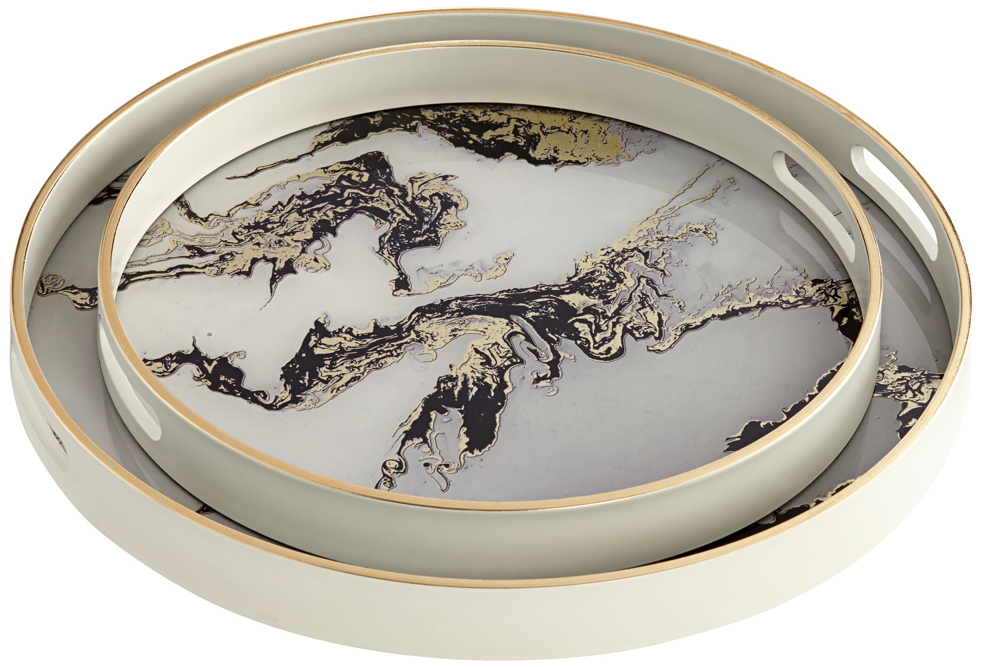 Acton White and Gold Marbled Tray