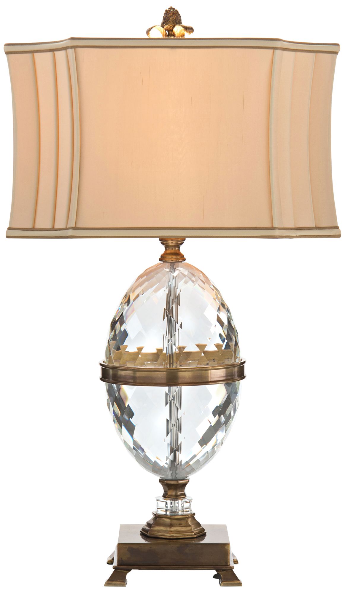 John Richard Cut Crystal Egg and Brass Table Lamp