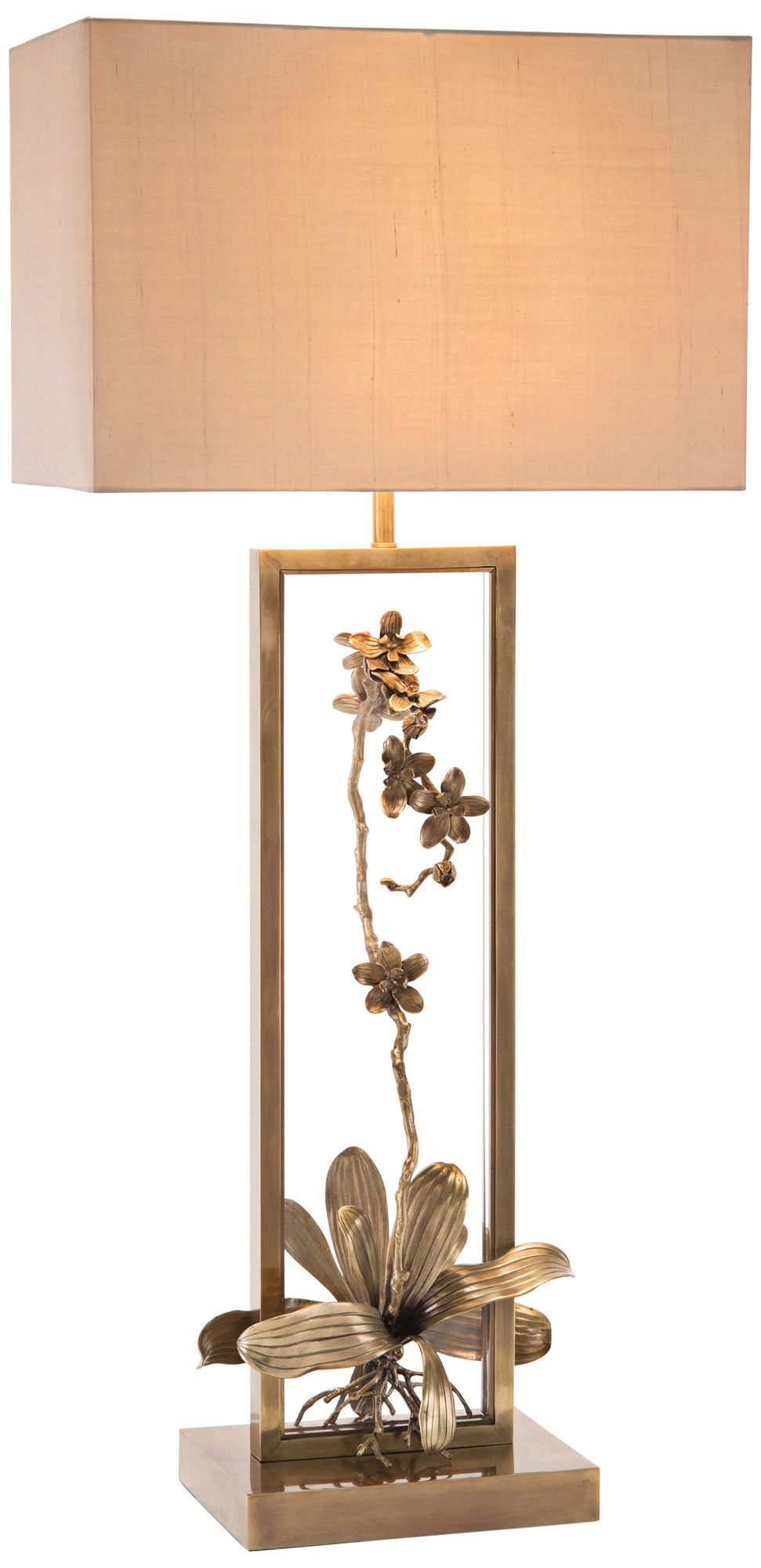 John Richard Blooming Pierced Orchid Bronze Table Lamp