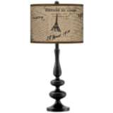 Letter To Paris Linen Giclee Paley Black Table Lamp