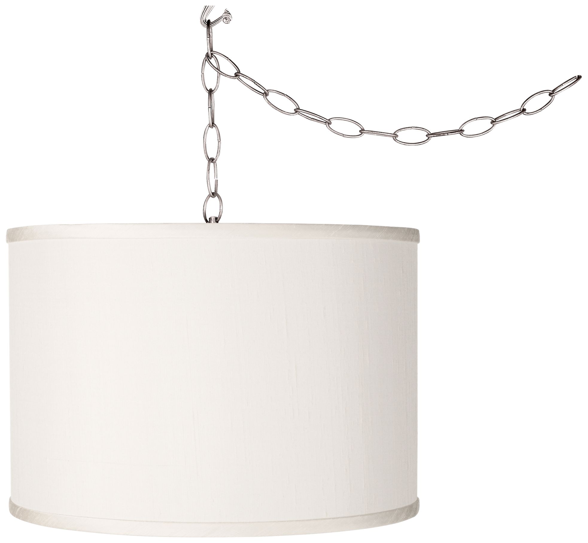 Swag Style Cream Faux Silk Shade Plug-In Chandelier