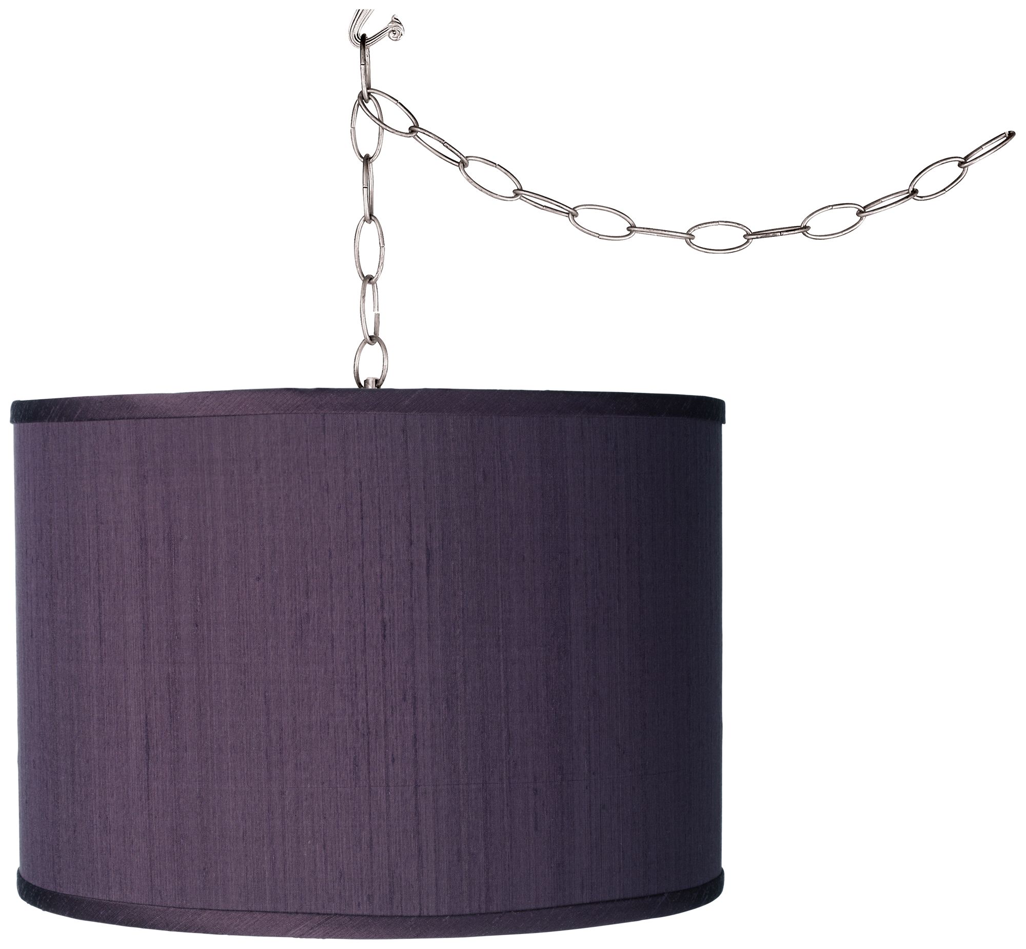 Eggplant Purple Shade 13 1/2" Wide PlugIn Swag Pendant Chandelier