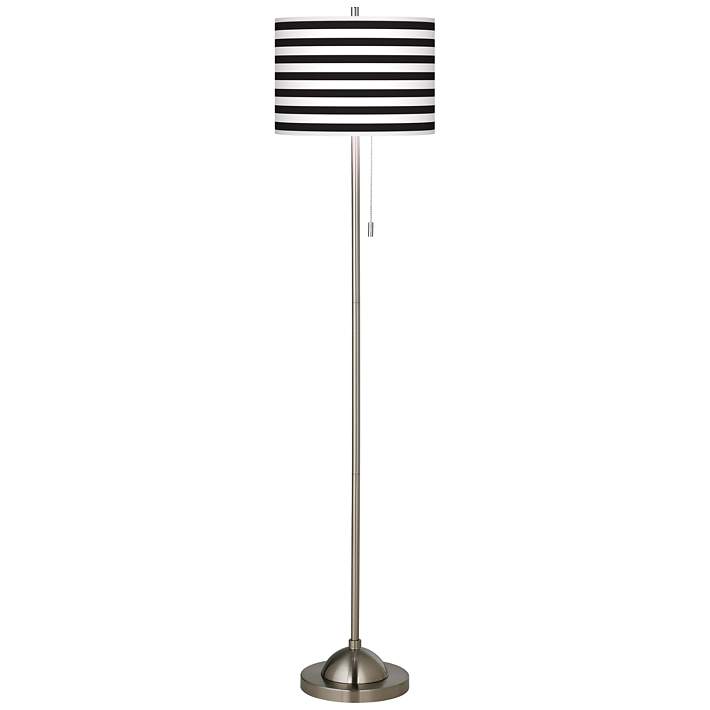 White Horizontal Stripe Floor Lamp, Black And White Striped Lamp Shade