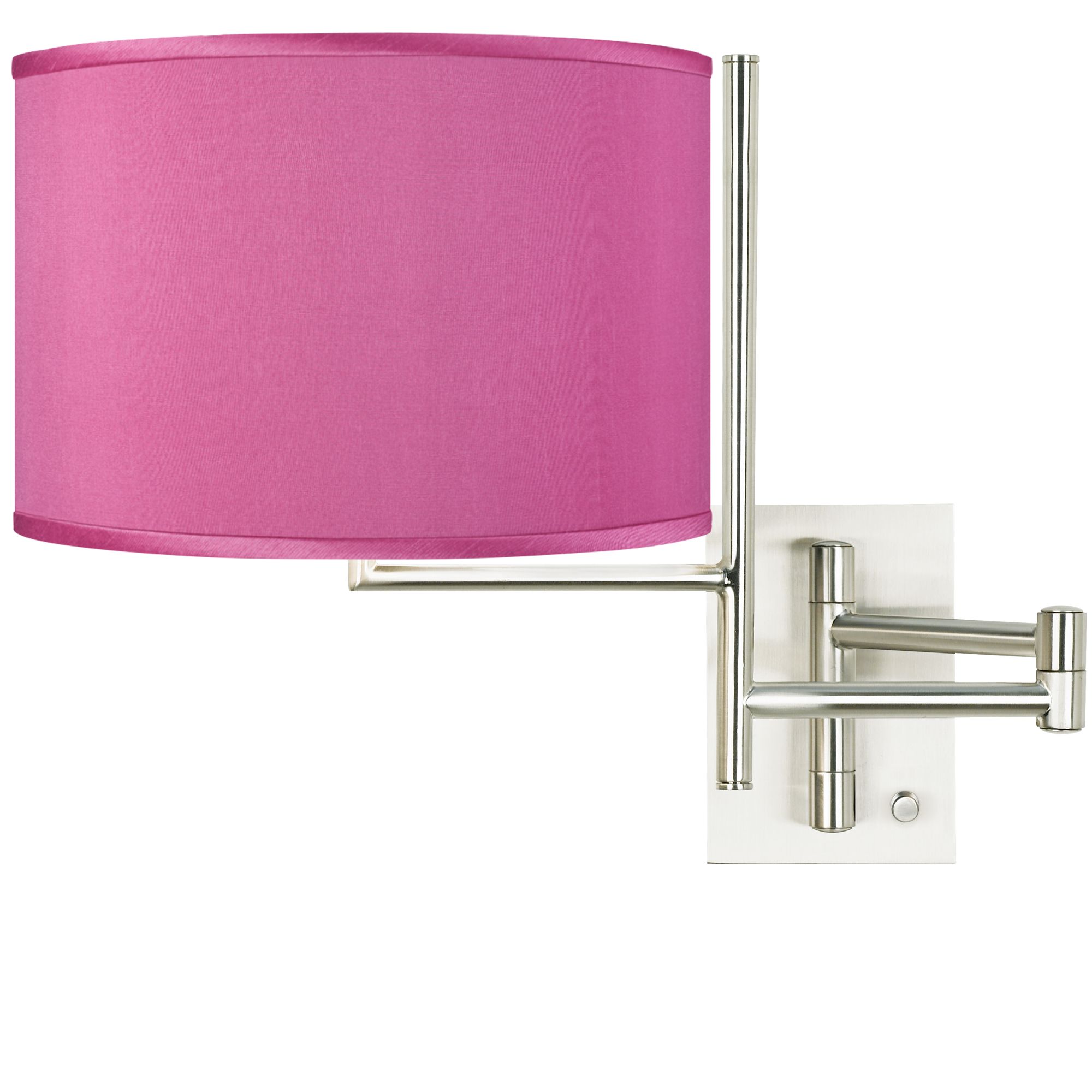 Pink Orchid Faux Silk Brushed Nickel Swing Arm Wall Lamp
