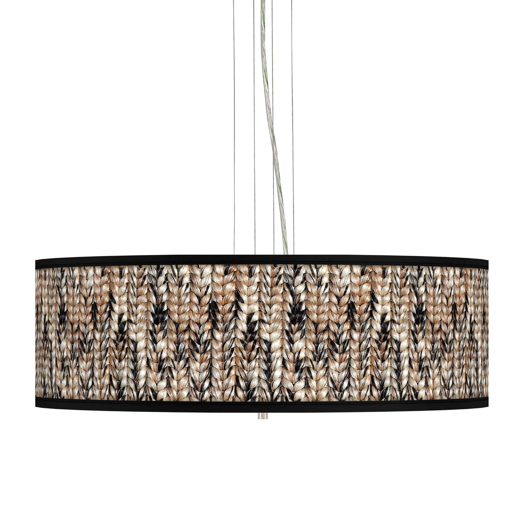 Braided Jute Giclee 24" Wide 4Light Pendant Chandelier 54X56