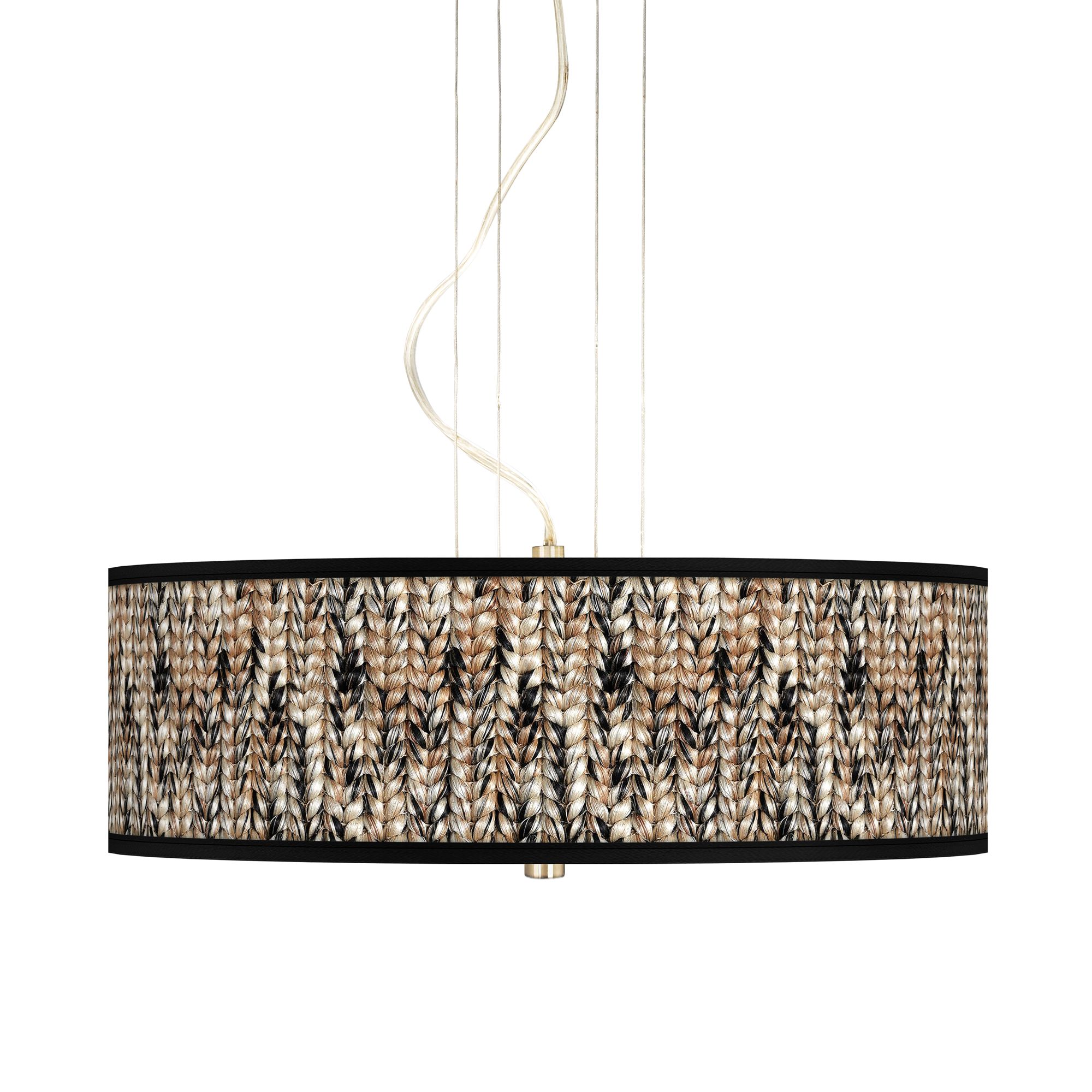 Braided Jute 20" Wide 3-Light Pendant Chandelier