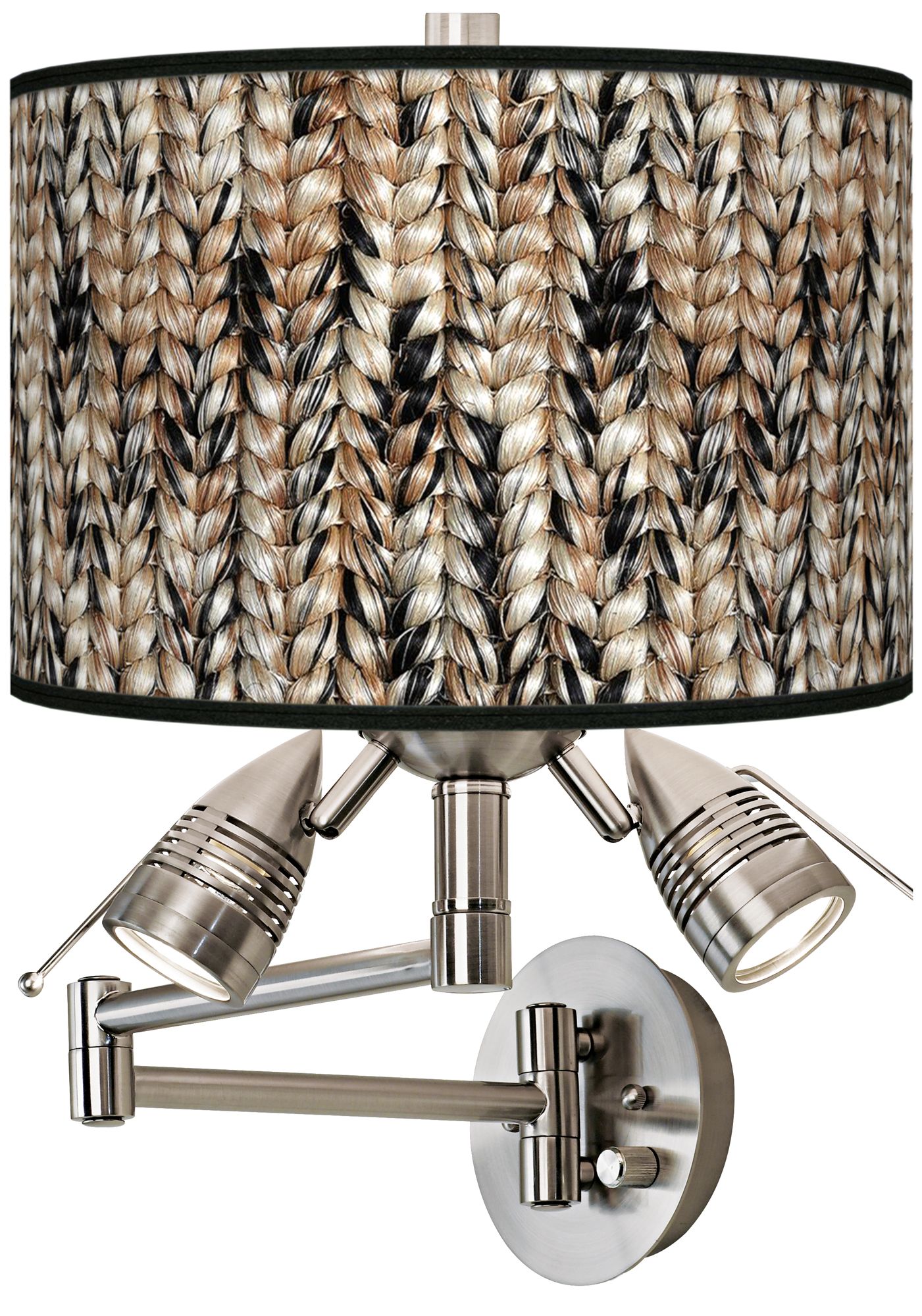 Braided Jute Giclee Plug-In Swing Arm Wall Lamp