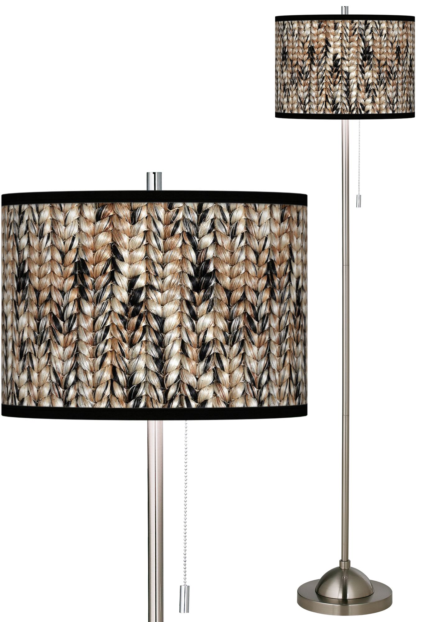 Braided Jute Brushed Nickel Pull Chain Floor Lamp 54X76 Lamps Plus