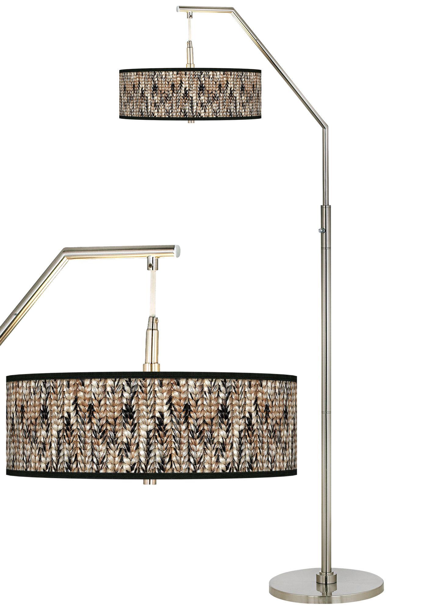 Braided Jute Giclee Shade Arc Floor Lamp 54X80 Lamps Plus