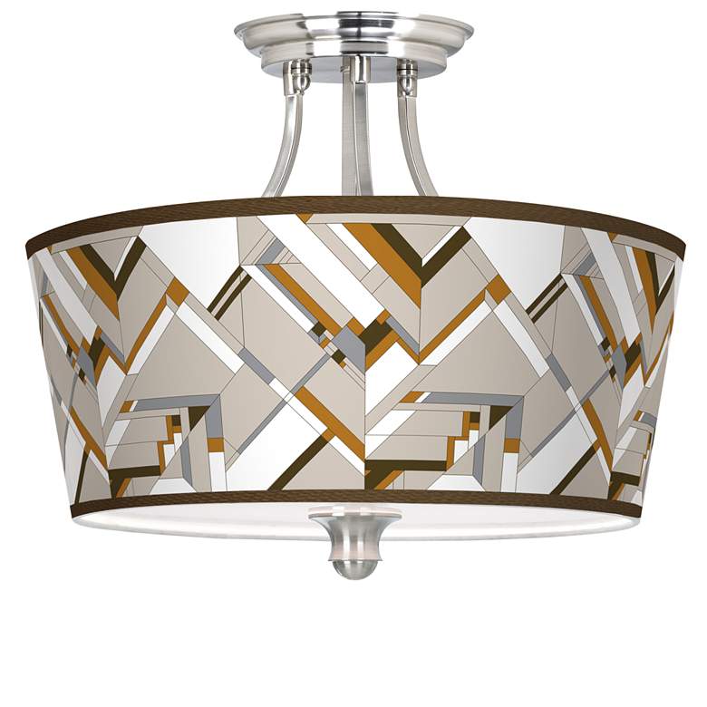 Craftsman Mosaic Tapered Drum Giclee Ceiling Light