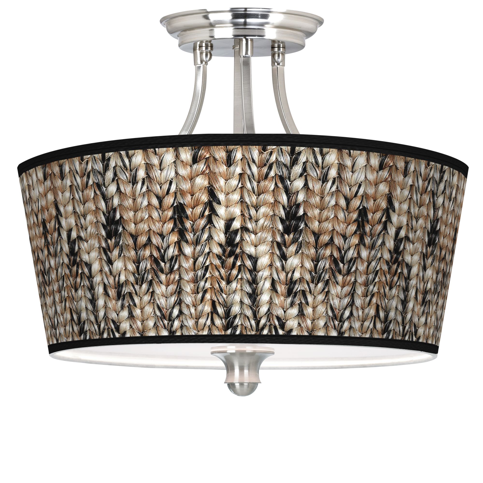 Braided Jute Tapered Drum Giclee Ceiling Light