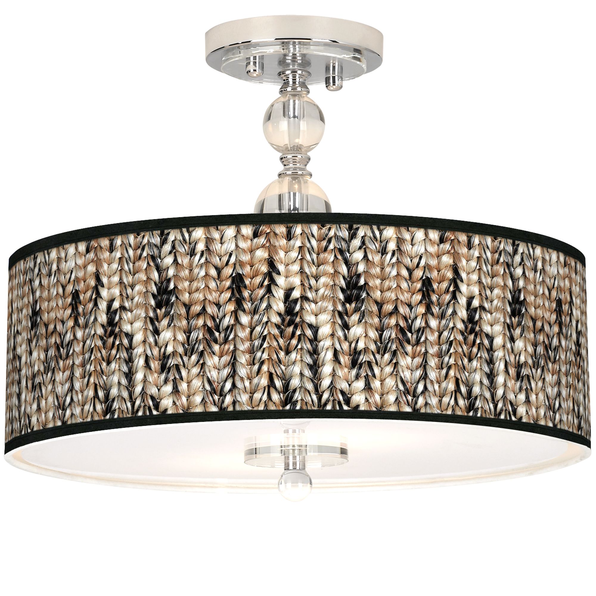 Braided Jute Giclee 16" Wide Semi-Flush Ceiling Light