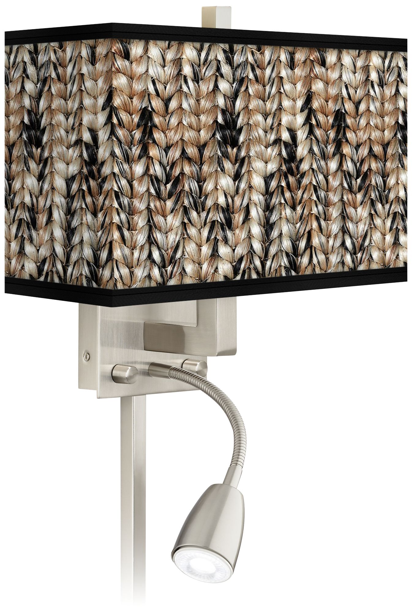 Braided Jute Giclee Glow LED Reading Light Plug-In Sconce